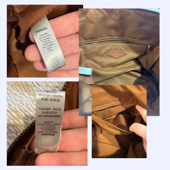 Fossil Leather "The Sydney Satchel" Bag with Crossbody Strap in Medium Brown - Picture 5 of 6